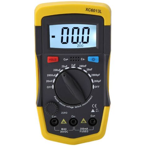 NALOOKAMIC  Testeur de condensateur numérique, testeur de condensateur numérique LCD 0.1pF-20000uF, testeur de condensateur mF uF compteur de condensateur de jauge de Circuit Testeur et détecteur de t