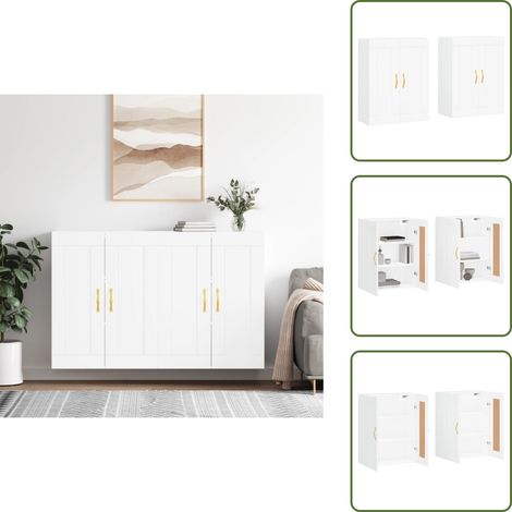 Bois d'ingénierie - vidaXL Armoires murales 2 pcs blanc bois d'ingénierie - Rangement domestique (1/5)