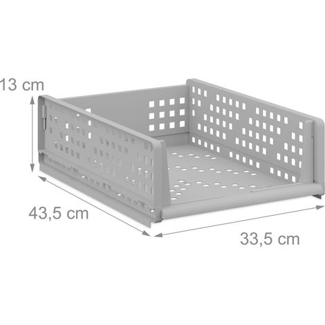 Lote de 3 cajas de almacenamiento apilables prácticas para ropa baño 13 x 33,5 x 43,5 cm de plástico blanco 130016316