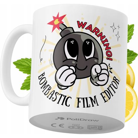 Taza para editor de cine. Divertida taza de café o té con diseño gráfico y texto humorístico. Taza ideal para cumpleaños, santos y días festivos. Taza premium para ocasiones especiales en casa, la ofi (1/5)