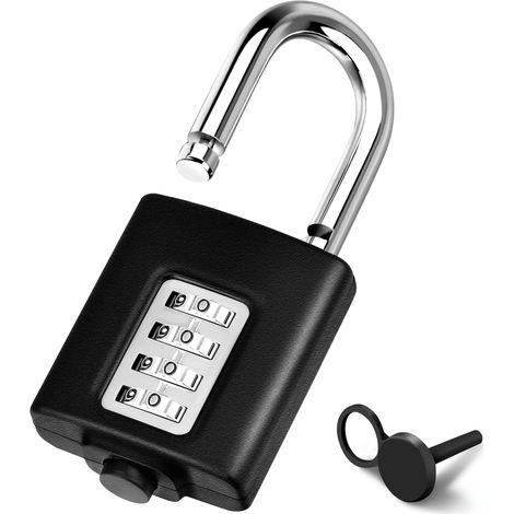 Cadenas Code Casier 4 Chiffres Exterieur Réarmable Petit Cadenas a Combinaison Robuste Antirouille étanche Mini Cadenas pour Gym,Sport,Collège Casier,Portail,Entrepôts,Clôture,Armoires (Noir)