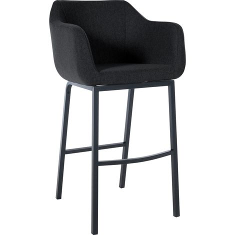 Seggiolone sgabello bar x1 rivestito in feltro antracite con base a quattro gambe in metallo nero 100005234