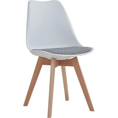 Orion91 lyra chair linen padded cushion, chairs for kitchen, office, living room – white color 40 x 49 x 82 cm - spazioluzio (1/5)