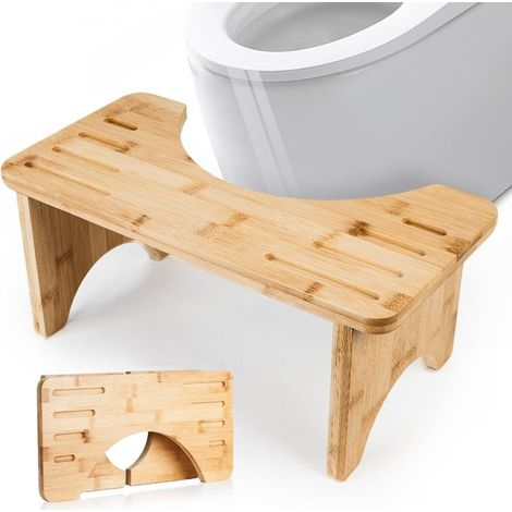 Tabouret de Toilette en Bambou - 1 Unité - Bois Naturel Pliable - Ergonomie pour Santé Intestinale - Salle de Bain Adulte - 18,49 x 20 x 40 cm (1/5)