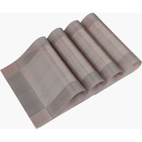 Placemats Set Set of 4 Washable PVC Heat Resistant Non-Slip Table Mat for Dining Kitchen Living Room Garden or Dining Room Restaurant - Brown (1/5)