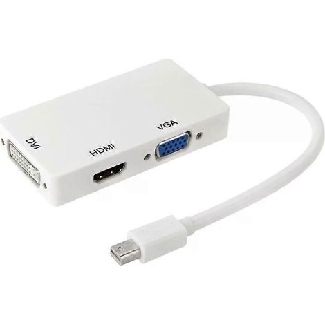 Câble adaptateur Mini DisplayPort vers HDMI VGA DVI - 17 cm, blanc (1/5)