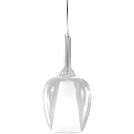 OFELIA S/10 - VETRO TRASPARENTE E PORTALAMPADA BIANCO 1 LUCE ATTACCO E27 CAVO TRASPARENTE SENZA BASE DI ATTACCO D.20CM (1/3)