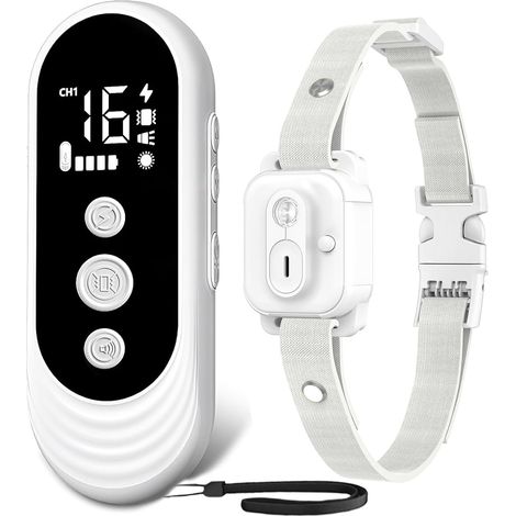 Collier de Dressage pour Chien, Collier Éducateur avec Télécommande Portée 3km - Mode Lumière Nocturne, 1-50 Niveaux de Stimulation Douce, BIP Vibration Stimulation, Adapté à Tous Les Chiens (Beige) (1/5)