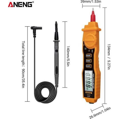 Multimètre numérique A3002, type stylo, 4 000 points, avec testeur de continuité de diode, résistance de tension CA/CC sans contact (1/4)
