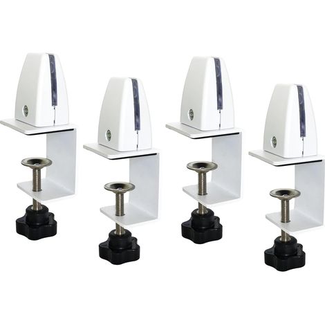 4 pièces Support Pince Plexiglas Bureau,Pinces de Séparation de Bureau Réglables en Aluminium pour la Sécurité et la Protection des Données(Blanc) (1/5)