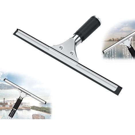 Raclette à vitres professionnelle, essuie-glace en acier inoxydable, pour douche, salle de bain, miroir, nettoyage des vitres, carrelage, vitres, raclette de douche, fenêtre (noir, 45 cm) (1/5)