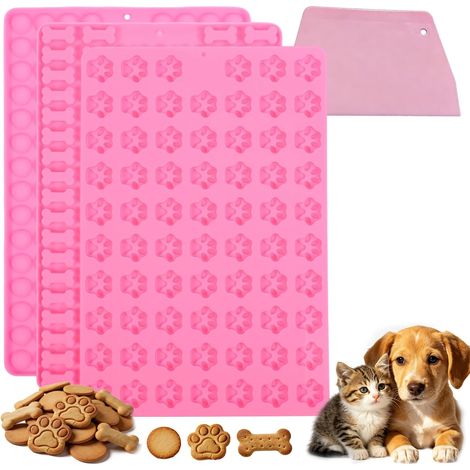 Silicone Baking Mat for Dog Biscuits, Reusable Treat Molds BPA Free, Non-Stick and Easy to Clean, for Home Treats, Chocolate, Ice Cubes, Snacks and Sweets - Set of 3 (1/5)