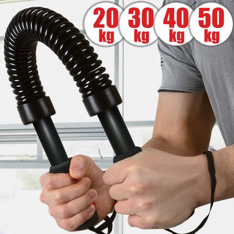 Physionics® Biegehantel - 30kg, Stahl, Schwarz, für Arm und Unterarm, Bizeps und Brust Krafttraining - Königsfeder, Power Twister, Armtrainer, Expander, Spannfeder, Widerstandsfeder (1/5)
