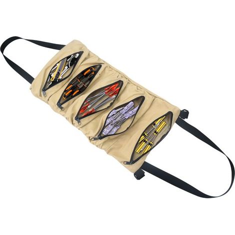 Multi-purpose Roll-up Tool Bag Car Suspension Type Belt 8 Zipper Bag Tool Bag Suspension Type Storage Bag Car Rear Seat Suspension Type Tool Bag Belt Bag Wrench Socket Screwdriver(Couleur kaki (1/5)