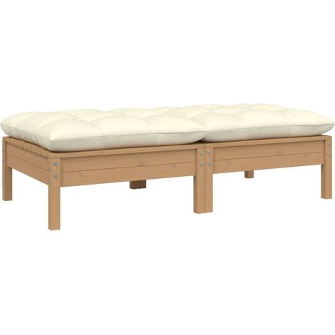 Canapé 2 places de jardin et coussins-Salon de jardin Sofa extérieur crème bois de pin solide 836763 (1/5)