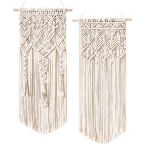 Tenture murale en macramé tissé 75cm x 35cm – Style bohème chic – Cordon en coton sans produits chimiques – Décoration intérieure moderne (1/5)