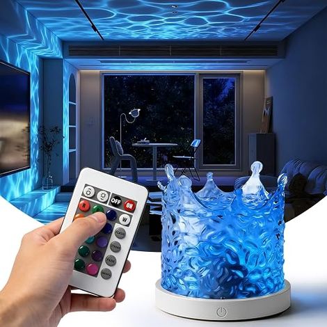 Starry Sky Projector, 16 Colours Crystal Cube Lamp with USB Remote Control, Water Wave Projection Night Light for Bedroom Decoration and Gift (Crown) (1/5)