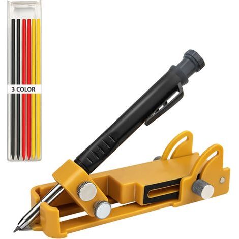 Outil de traçage multifonction en alliage d'aluminium pour menuiserie DIY, avec pointe pour marquage profond et mesure précise. (1/5)