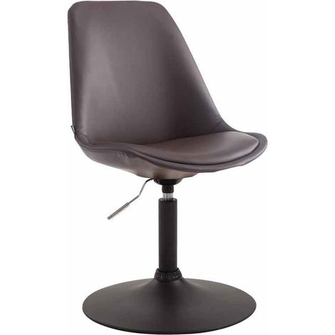 Chaise de salle à manger x1 pivotante hauteur réglable en PVC marron et pied trompette en métal noir 100003757 (1/3)