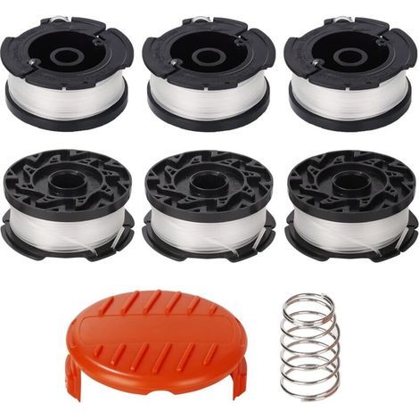 6 bobines de fil de coupe-bordures A6481 et A6485 pour Black Decker STC1820CM, STC1820PC, STC1820EPC, STC1840EPC, ST5530, ST1823, GLC1823L20 (1/4)