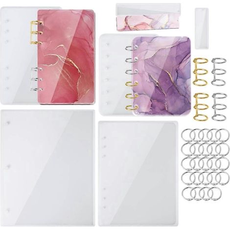 Großes Notizbuchdeckel-Epoxidharz-Formen-Set A4, A5, A6, A7 mit Binderringen