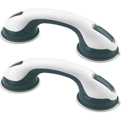 Lot de 2 poignées à ventouse, poignée de sécurité pour le bain, amovible sans perçage, barre d'appui pour douche de toilette, pour enfants, personnes âgées, handicapées (vert) (1/5)