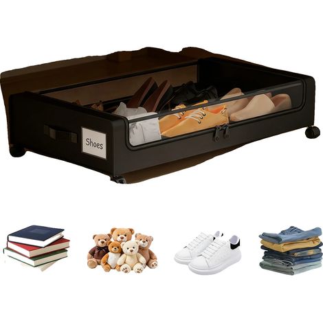 Contenitore sottoletto in tessuto non tessuto, 76 cm L x 51 cm P x 25 cm H, adatto alla maggior parte dei letti standard, portata fino a 23 kg, set da 2 (1/5)