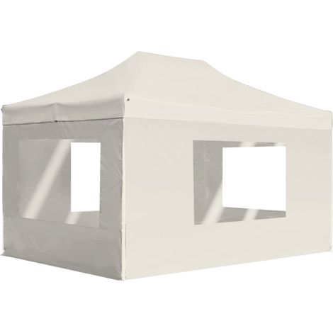 Profi-Partyzelt Faltbar mit Wänden Aluminium 4,5x3 m Creme
