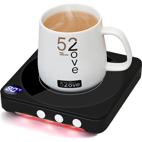 Chauffe Tasses,Chauffe Café de Bureau avec Affichage de la Température, Arrêt Automatique 2-12H, Chauffe-Bougies Intelligent,Conservez Les Boissons Meilleur goût Chauffe-Tasses à Café (1/5)