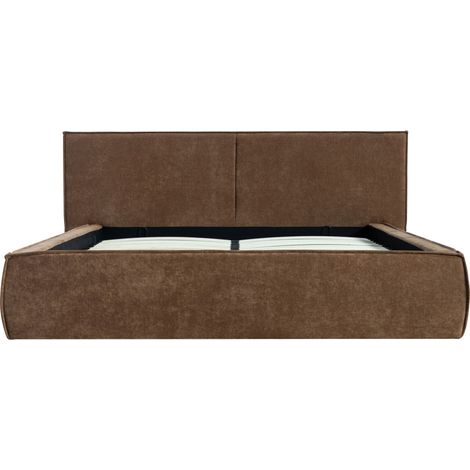 Lit coffre en tissu chenille 160x200cm - Marron - Liberia (1/5)
