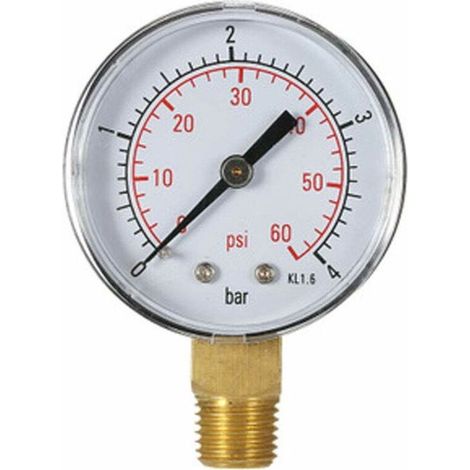 Manomètre pour eau Manomètre pour piscine 60PSI 1/4"NPT Montage inférieur, filetage en pouces Balances mécaniques Manomètre Manomètre pour eau et gaz (4 bars)