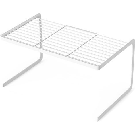 Weißes Küchenregal für Geschirr und Schüsseln aus Kohlenstoffstahl, kompaktes und vielseitiges Ablagefach – B 28 x H 21 x T 19,5 cm (1/5)