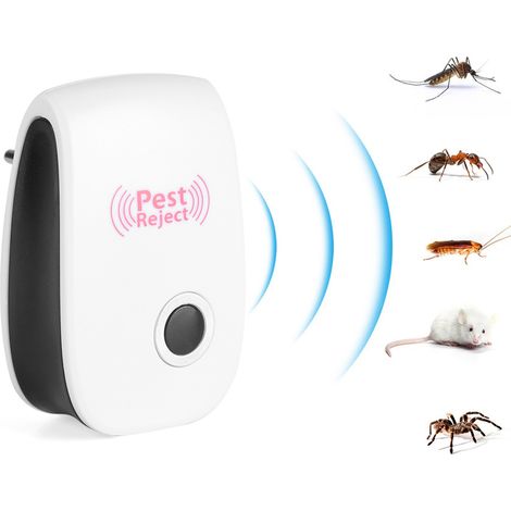 Lot de 4 répulsifs électroniques ultrasoniques pour moustiques, cafards et rats d'intérieur (prise UE). (1/5)