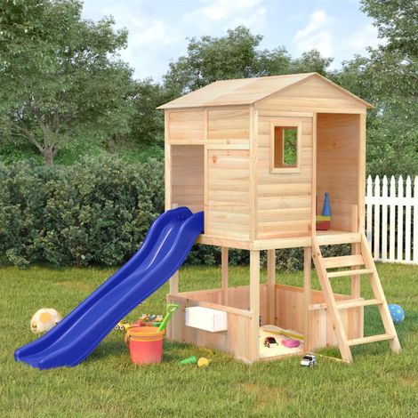 Aire de Jeux d'extérieur, Maison enfant exterieur, Maisonnette de jeu bois massif de sapin LKOWF43799 (1/5)