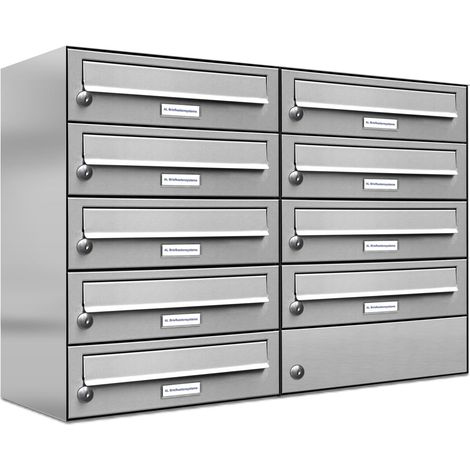 9er Edelstahl Briefkasten Anlage 9 Fach Wandbriefkasten Postkasten (1/5)