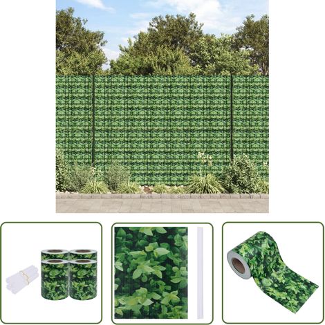 The Living Store Écrans d'intimité de jardin 4 pcs PVC 35x0,19 m Vert - Écran D'intimité Jardin - Clôture Pvc - Barrière De Confidentialité - Rouleau De Clôture - Brise Vent (1/5)
