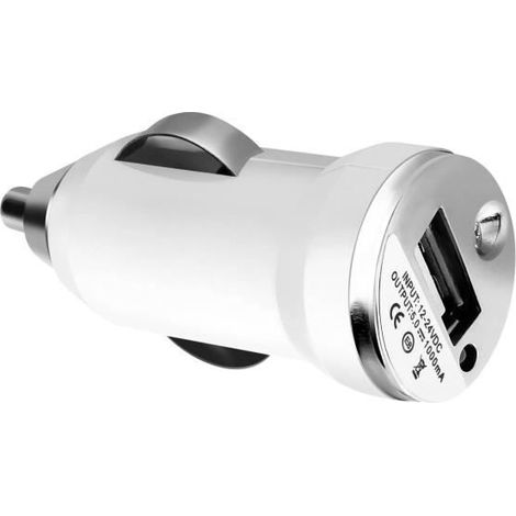 Chargeur Voiture Allume-Cigare - AVIZAR - Universel - Blanc - Port USB - LED