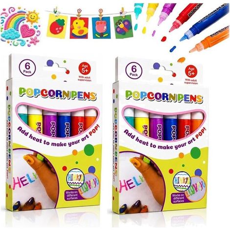 CRAIE GRASSE - Popcorn Pens, 12pcs 3D Bubble Pen,2027 Nouveau Stylo Popcorn,Marqueurs Créatifs Pour Cartes Et Dessins Décoratifs (1/4)