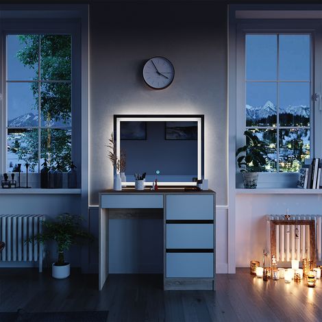 Schminktisch Sherry, Sonoma, 90 cm mit LED-Spiegel, Vicco