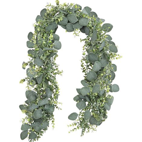 2 Pack 170cm Eucalyptus Artificiel Guirlande Printemps Guirlande Faux Argent Dollar Plante Verte Guirlande Vigne Chemin De Table Mariage Maison Fête Manteau Décoration Murale (1/5)