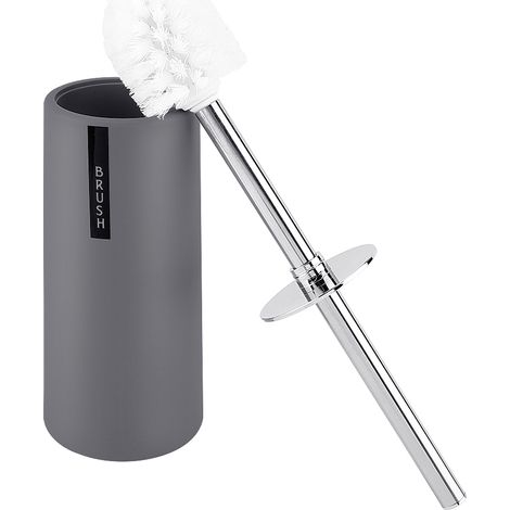Toilettenbürste mit Halter, robustem Edelstahlgriff, verbessertem Scheuerbürsten-Set (Grau) (1/5)