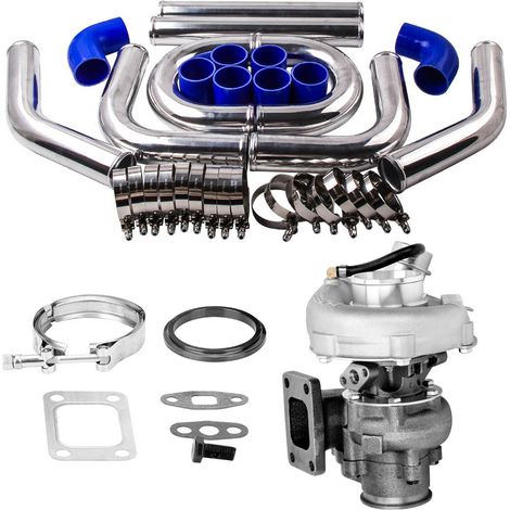 T3 T4 T3T4 Universale Turbo Oil Cooled Turbocharger + 2.5" Piping Pipe Kit (1/5)