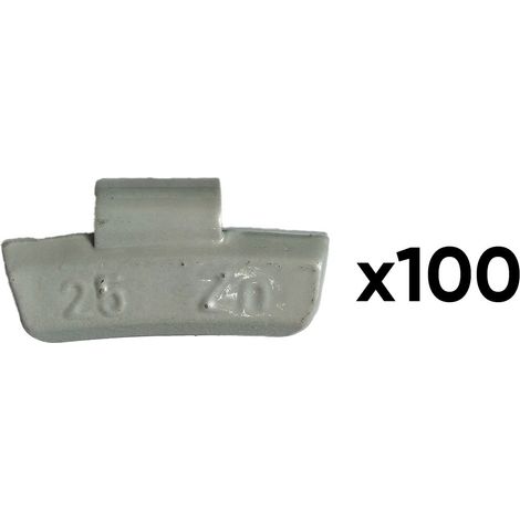 JBM54670 Boîte de 100 contrepoids en zinc avec agrafe de 25 g, spécial pour jante en alliage