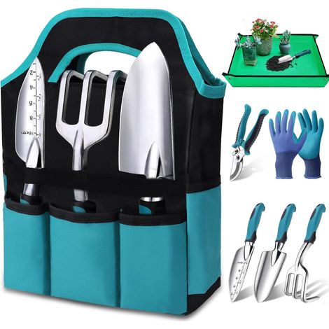 Kit d’outils de jardinage 7 pièces – Outils à main antirouille avec poignées ergonomiques antidérapantes et sac de rangement durable, cadeau idéal pour le jardin (1/5)