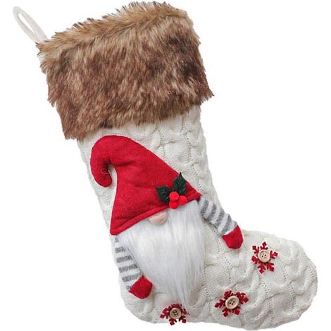 bas de Noël, sac cadeau, Père Noël sans visage, pendentif décoratif-40X19CM-White