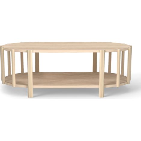 Table basse ovale multifonction design moderne, espace de rangement, centre en bois pour salon et couloir (1/5)