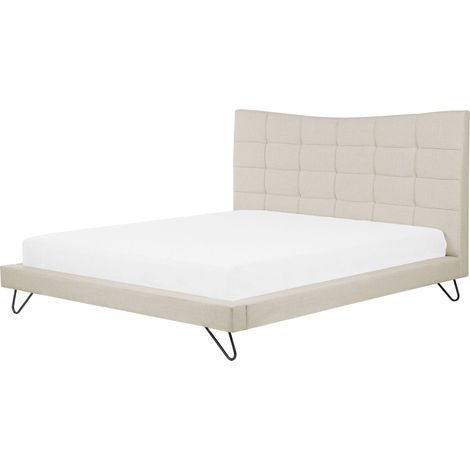Bett mit Lattenrost Stoff LANNION 160 x 200 cm Hellbeige