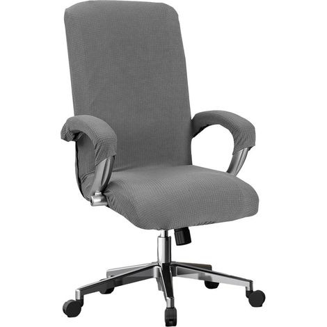 Housse de Chaise de Bureau Extensible, Housse de Fauteuil Rotatif Élastique, Housse de Siège d'ordinateur Amovible Universel, Lavable Couverture Protector pour Pivotante Accoudoirs Chaise (gris) (1/5)