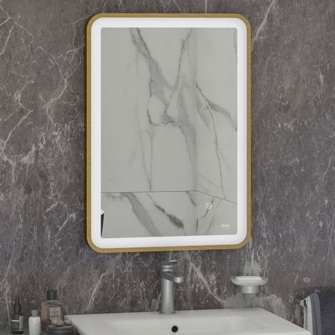 RAK Art Brushed Gold 500mm x 700mm Soft Illuminated LED Mirror - RAKARTSFBG5001 (1/2)