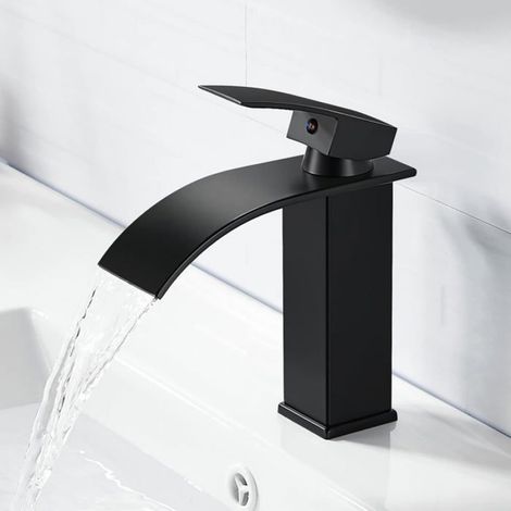 Robinet Lavabo - Ulisem - Cascade Noir - Laiton Chromé - Mitigeur Design (1/4)
